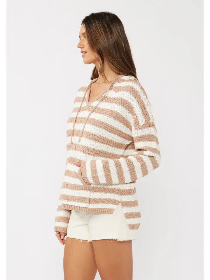 Stripe Drop Shoulder Pullover Hoodie