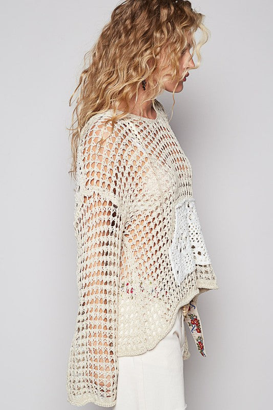 Cream Crochet Hoodie