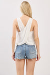 Square Neck Sleeveless Back Surplice Top