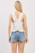 Square Neck Sleeveless Back Surplice Top