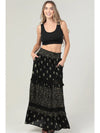 Twin Print Lace Trim Maxi Skirt with Pockets