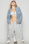 Vintage washed textured long woven denim shirt