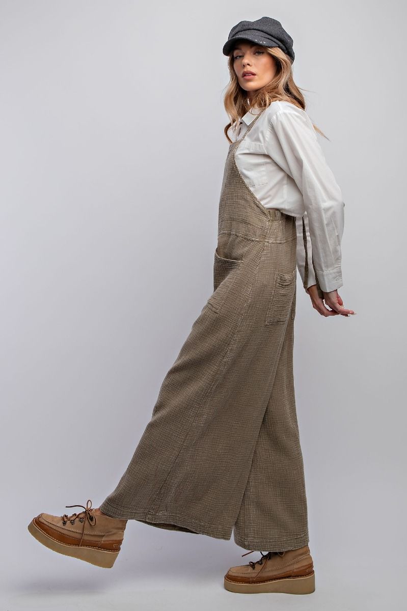 Olive Washed Cotton Overalls/Jumpsuit
