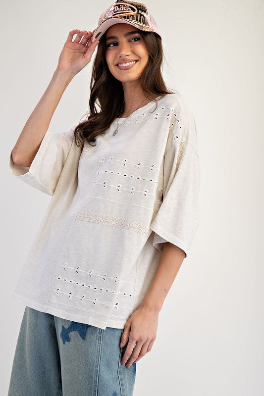 boxy lace tee shirt easel et26049