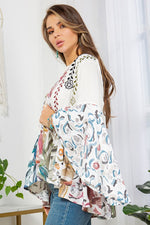 mix media bell sleeve kimono