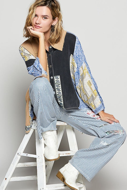 patchwork shirt plaid