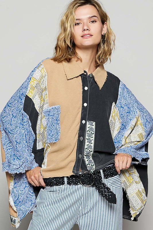 oversized patch work sjirt