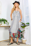 smocked top patchwork hem dress