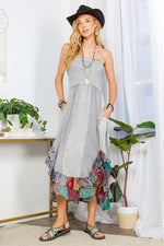 smocked top patchwork hem dress