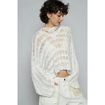 loose knit hoodie sweater pol yst594
