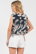 PRINT SLEEVELESS SIDE TIE AND SLIT DETAILED TOP