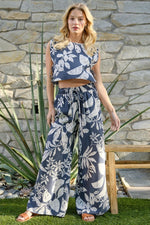 TROPICAL wide leg rayon pant